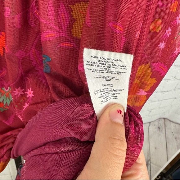 Free People Wildflower Honey Mesh Floral Ruffle Top Size Small - Picture 6 of 7